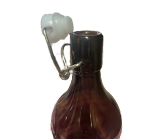 BOTELLA DE CRISTAL AMBAR CON TAPON HERMÉTICO