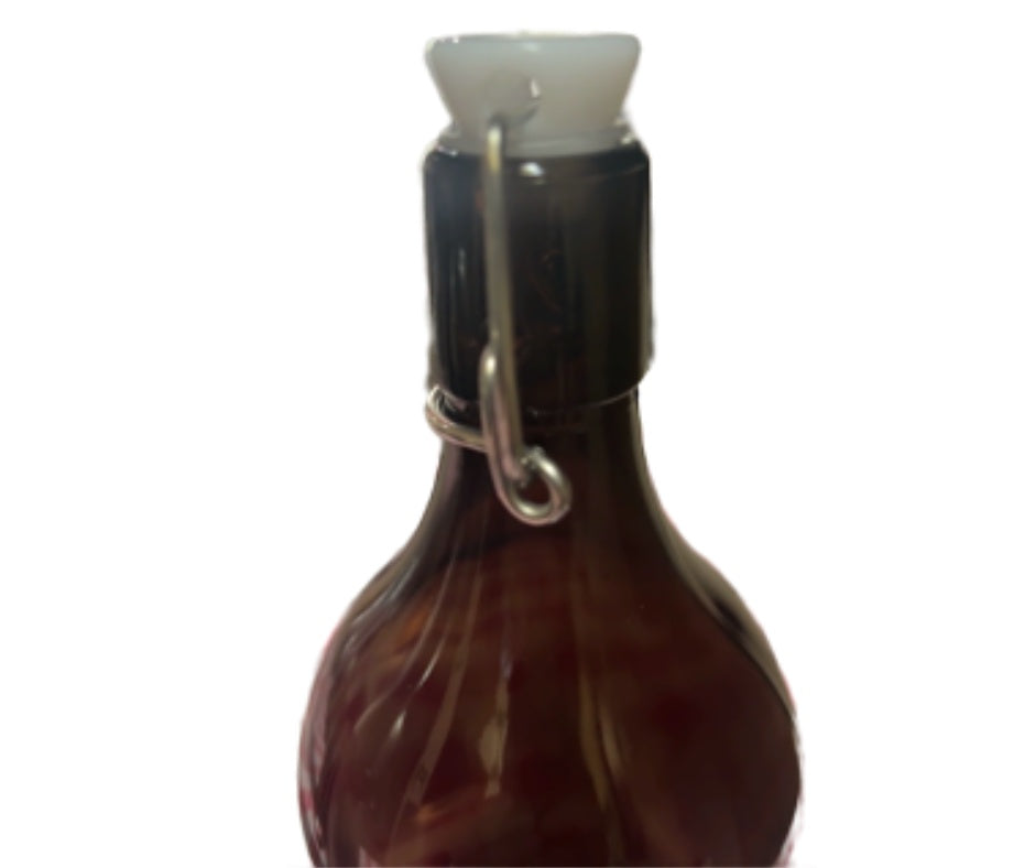 BOTELLA DE CRISTAL AMBAR CON TAPON HERMÉTICO