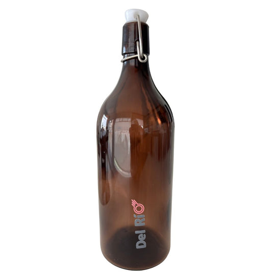 BOTELLA DE CRISTAL AMBAR CON TAPON HERMÉTICO